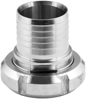 Złącze higieniczne typ SMS - końcówka z pierścieniem i karbowanym ogonem pod wąż